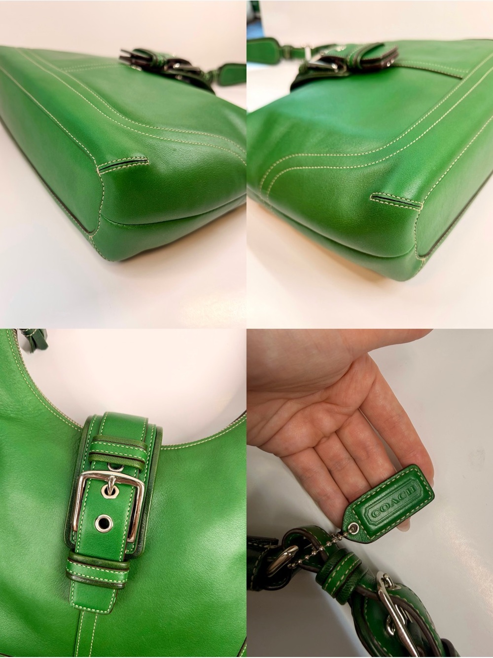 🍃 Rare Vintage Coach Soho Flap Ergo Shoulder Bag – Kelly Green Purse - Picture 12 of 16